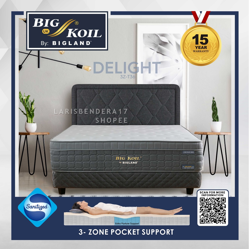 Dipan + Kasur Springbed Bigkoil Type Delight dari Bigland. Matras bergaransi