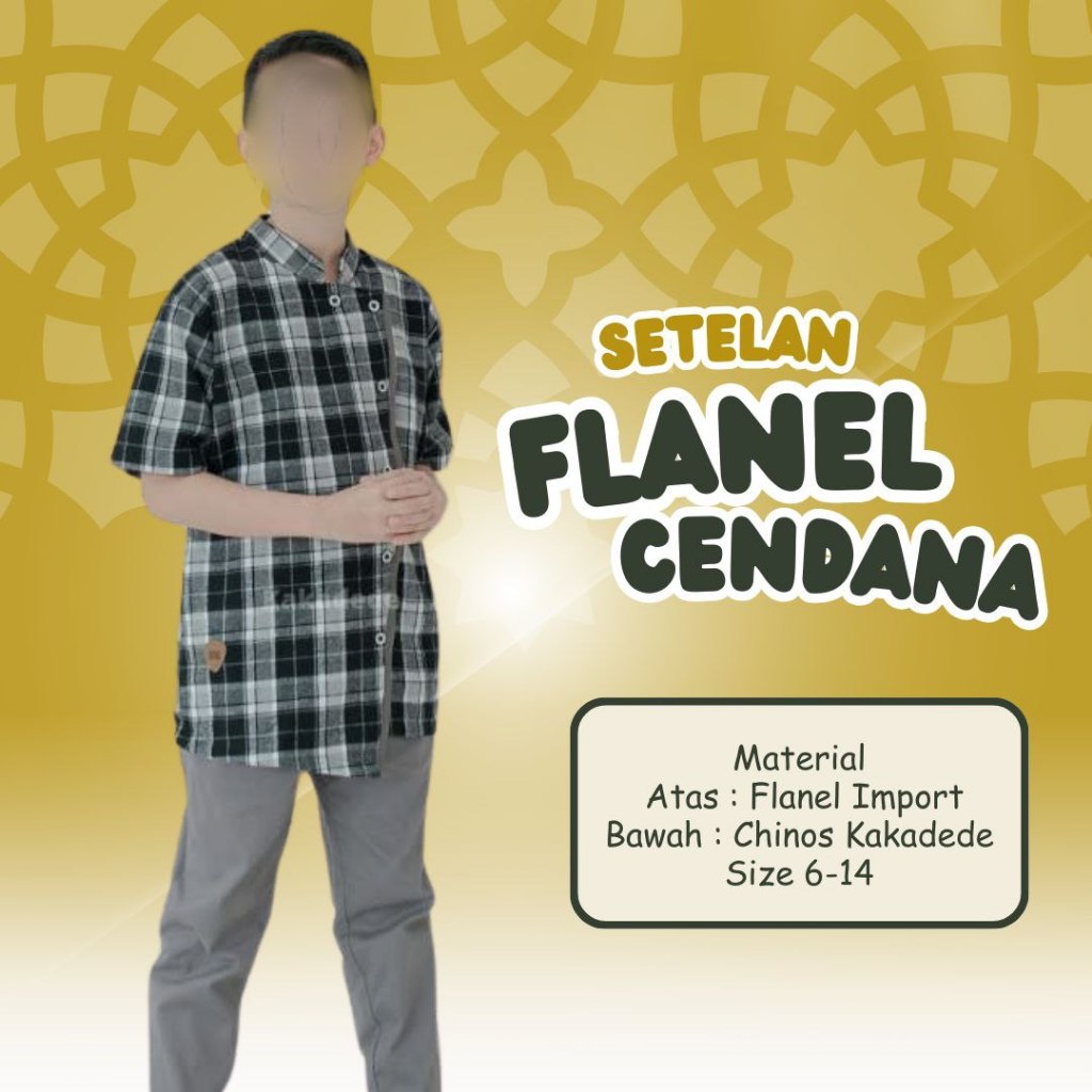 Setelan Kemeja Flanel Anak Laki-Laki Cendana Kakadede