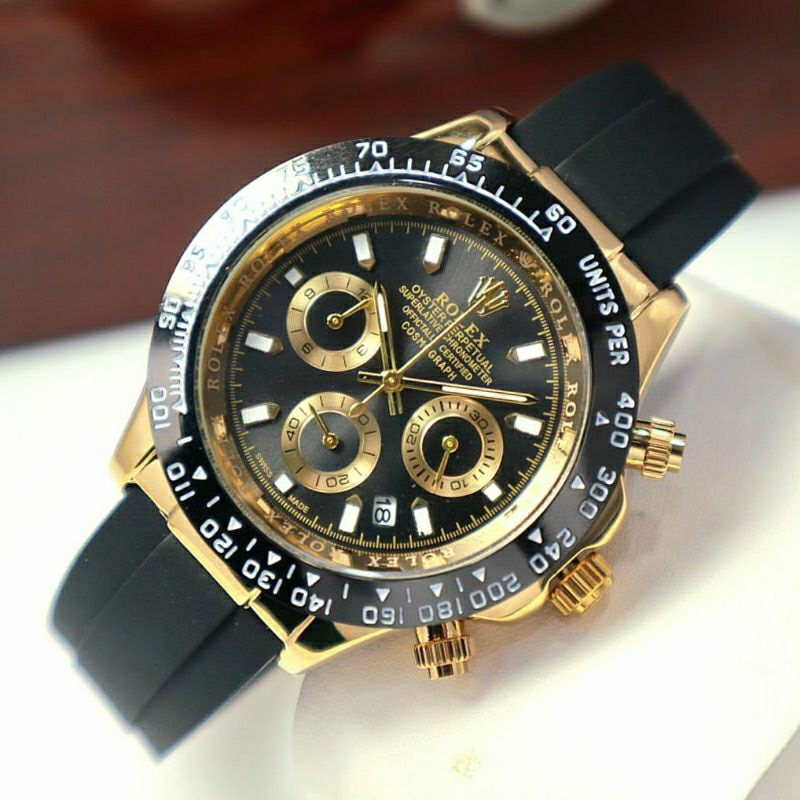 Jam Tangan Pria Rolex Daytona 24 Crono Aktif Tali Rubber - Jam Tangan Pria Super Mewah Dan Elegan R5