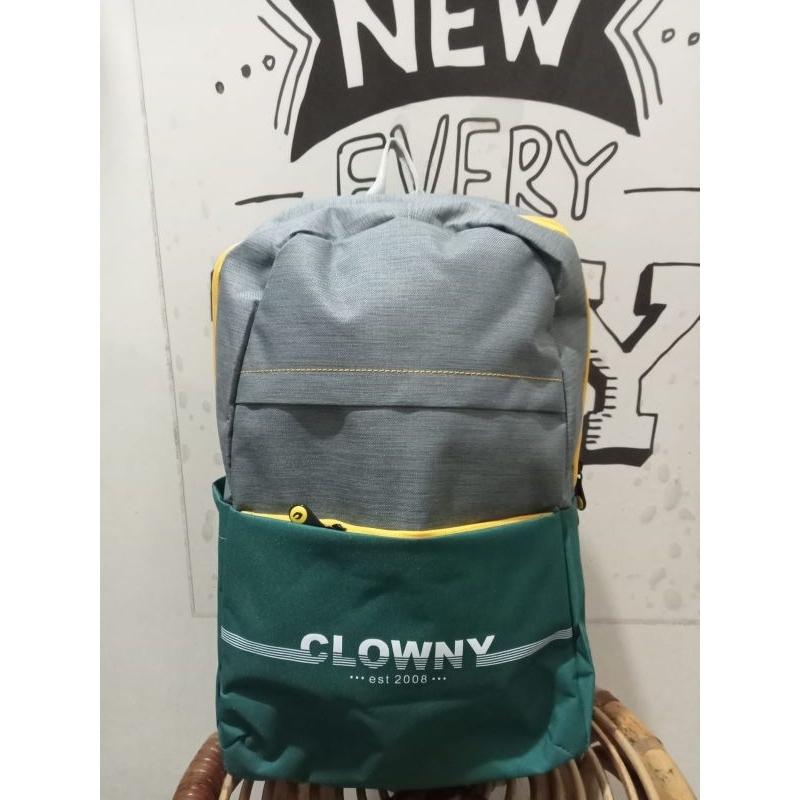 tas sekolah CLOWNY hijau abu