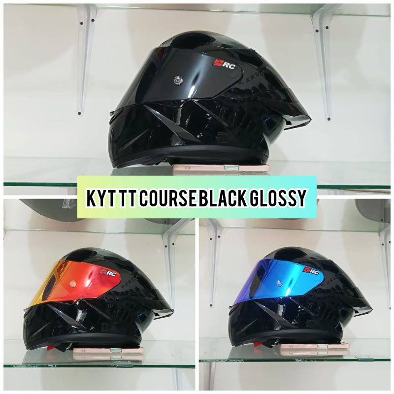 HELM KYT TT COURSE BLACK GLOSSY/ Kyt ttc hitam gloss/ Helm kyt tt course black