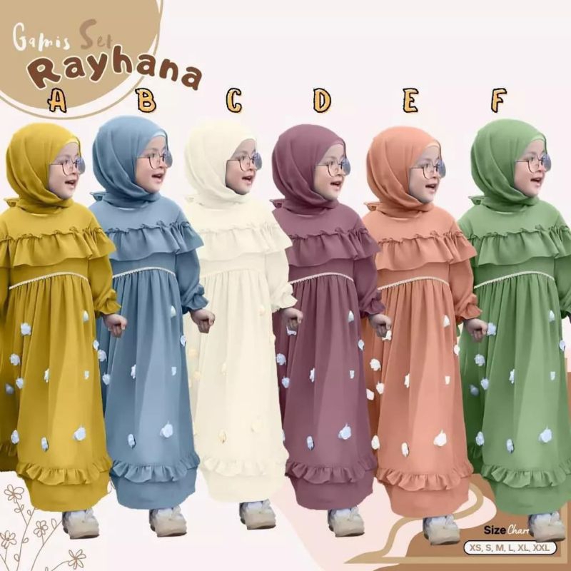 SET GAMIS PASTAN ANAK RAYHANA / SET GAMIS CRINKLE ANAK / SET GAMIS LUCU ANAK / SET GAMIS PASMINA INS
