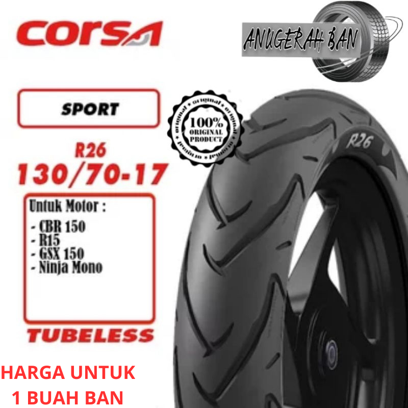 Ban Luar Corsa Platinum  130 -70 -17 ring 17 R26 - R 26 racing supermoto compound
