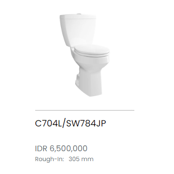 TOTO CLOSET KLOSET DUDUK PUTIH  Close Coupled Toilet C704L/SW784JP