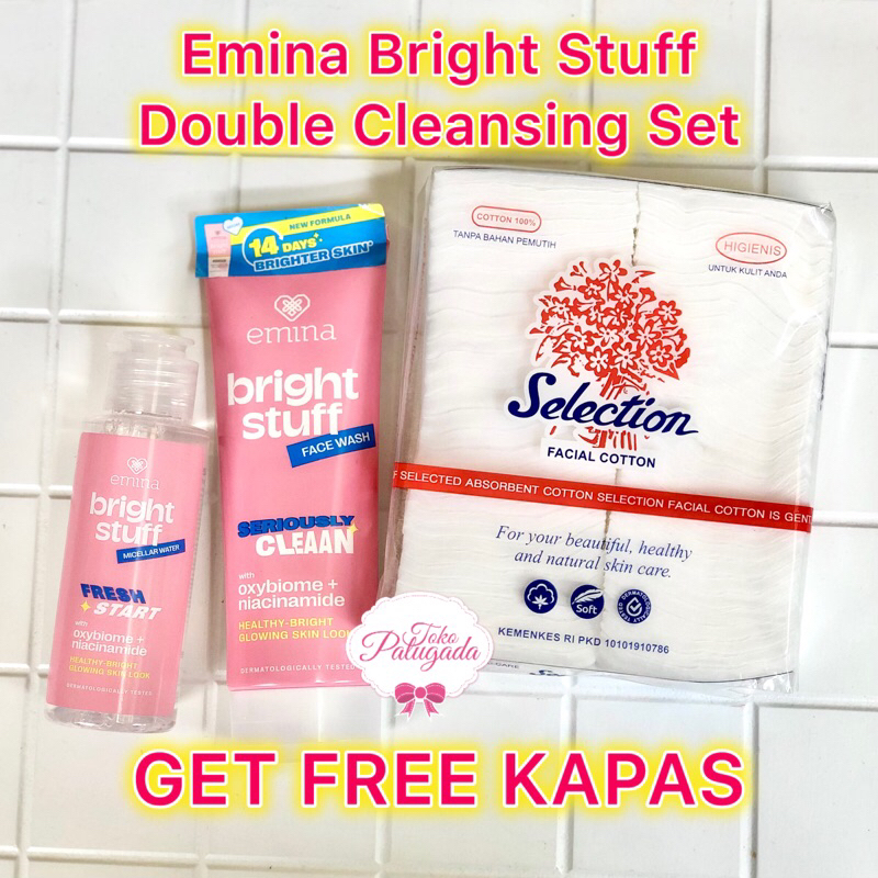 Paket Emina Bright Stuff Double Cleansing Get FREE Kapas