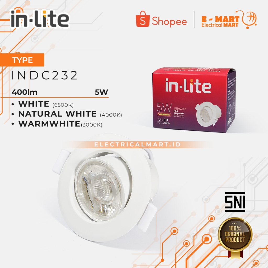 Inlite LED Spotlight 5W Lampu Downlight 5 W INDC232 5Watt Kyanite