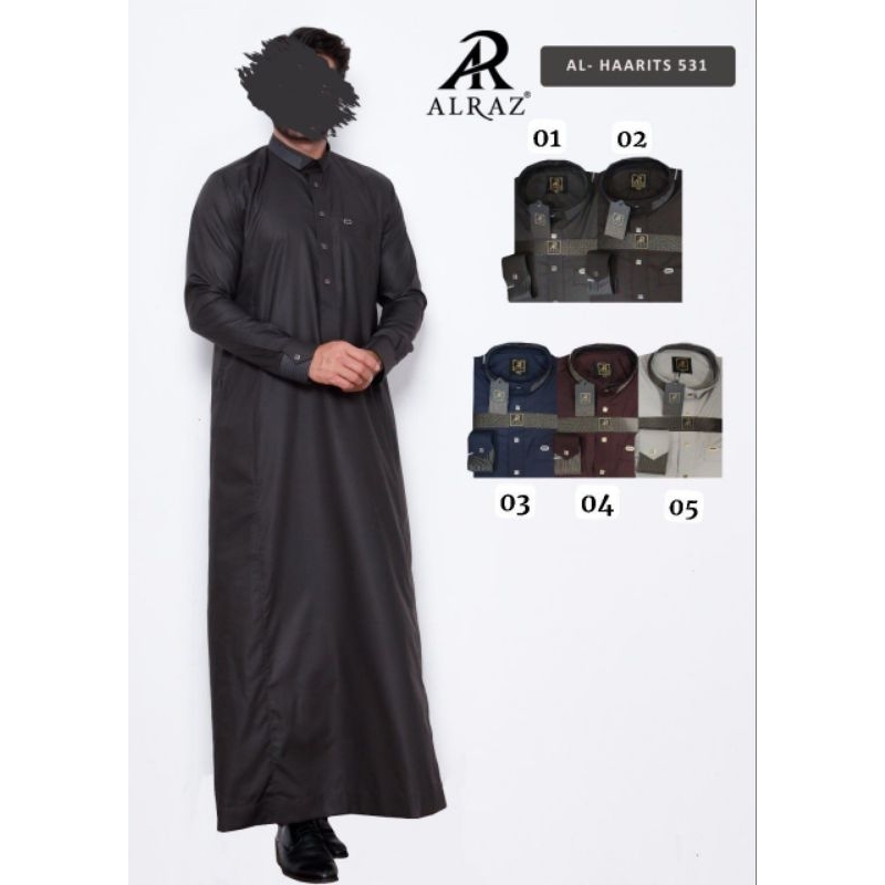 Jubah Al Raz model AL-HARITS / jubah al raz dewasa / jubah katun premium