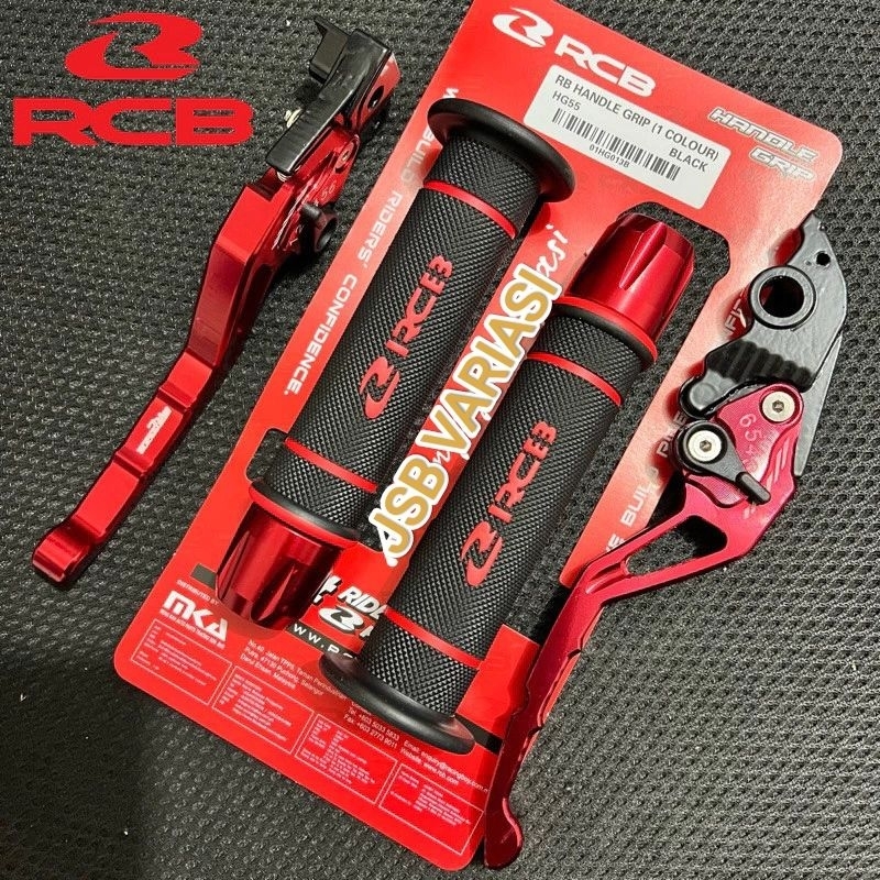 ( JSB VARIASI ) RCB Original Handgrip HG55 + Jalu Stang CNC + Handle Rem Stelan CNC / Nmax Aerox Lex