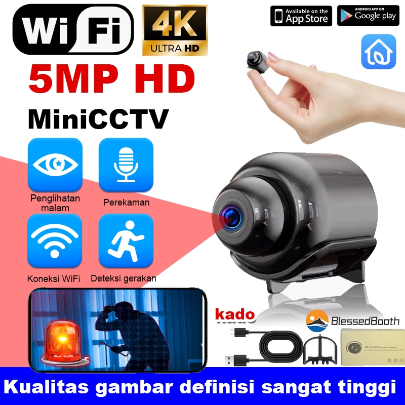 Penawaran terbaik cctv mini kamera mini cctv wifi Smart Indoor IP Camera Full HD 5MP Definisi tinggi