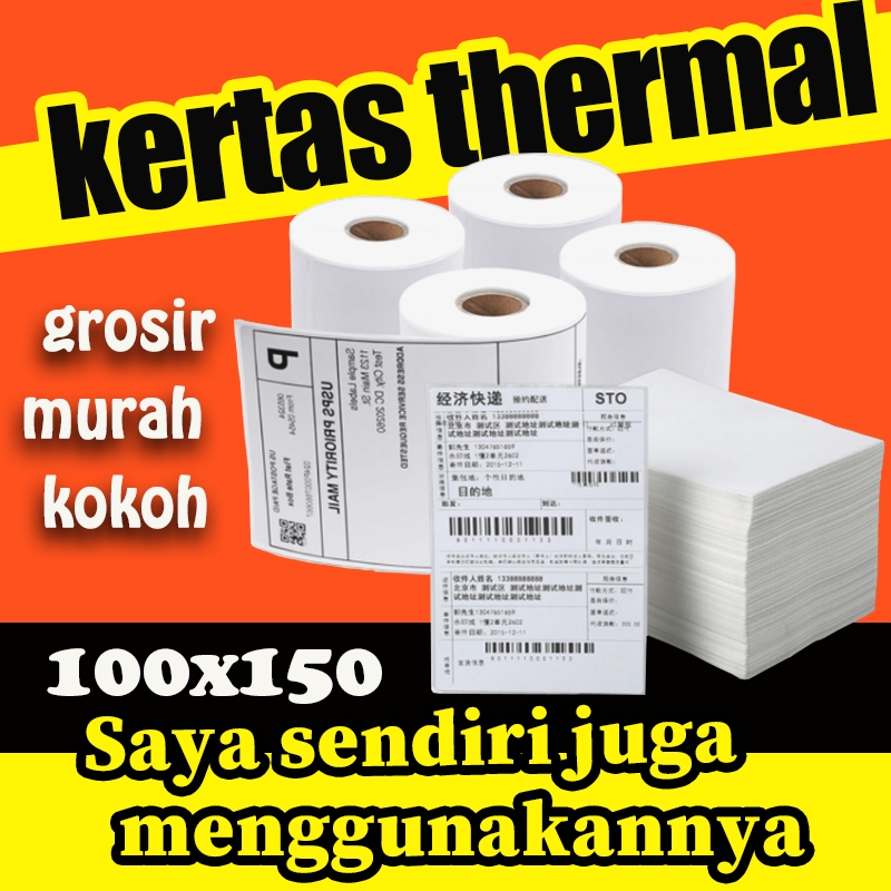

kertas thermal 100x150 Sticker Label ISI 500 pcs Label Kertas Tidak Luntur Lem Kuat mura