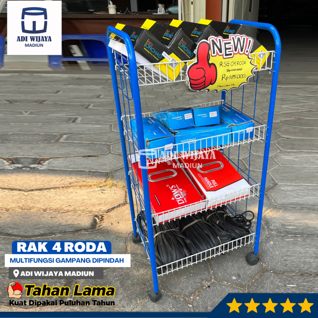 RAK TOKO RODA 4 SUSUN | Rak Susun 4 | Rak Serbaguna | Rak Toko | Rak Snack | Rak Murah