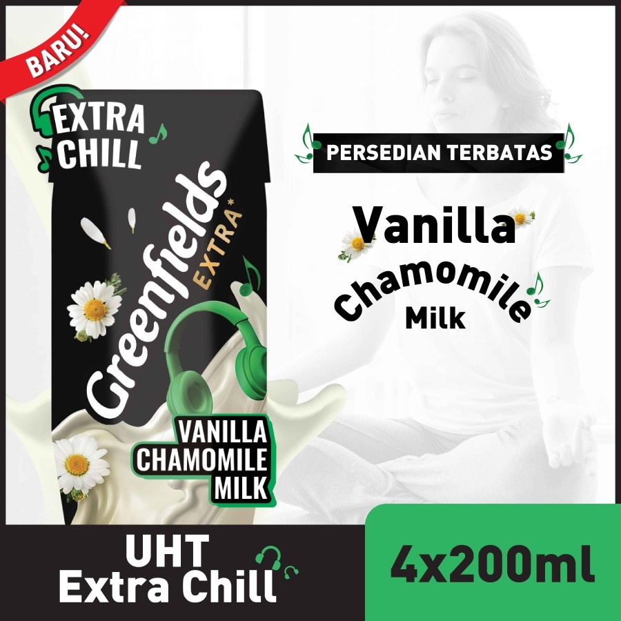 

[Bundling x 4pcs] EXTRA CHILL VANILLA CHAMOMILE MILK Greenfields UHT 200ml 200 ml [PROMO]