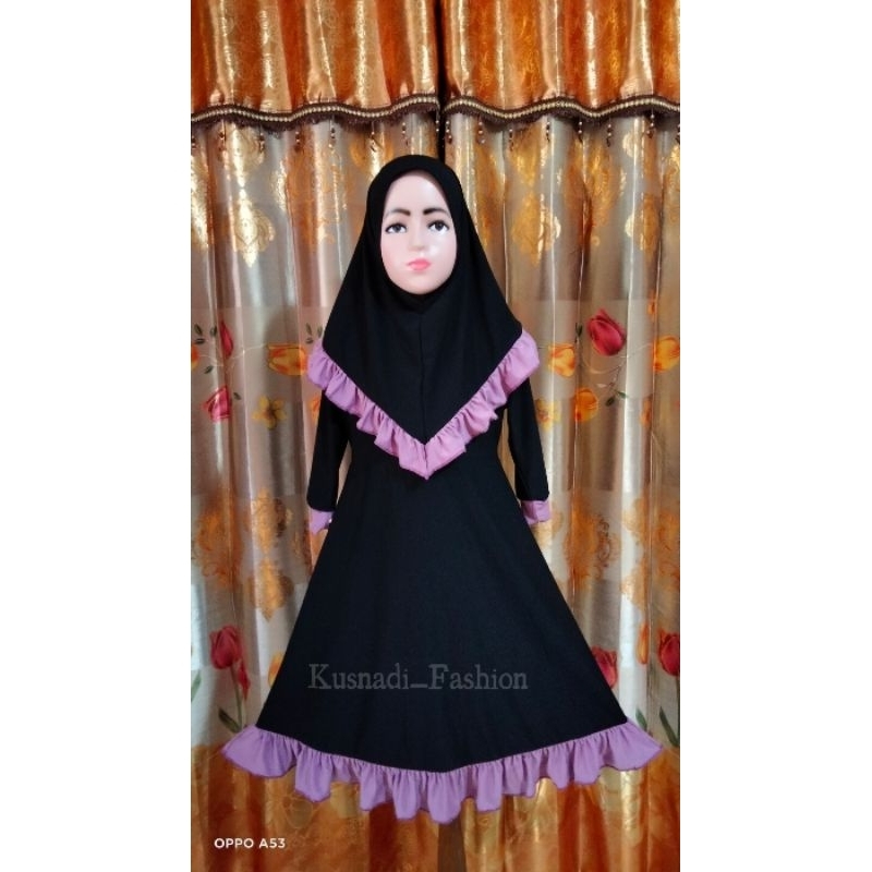 GAMIS JERSEY ANAK MODEL REMPEL BAWAH || GAMIS JERSEY ANAK PEREMPUAN SET KERUDUNG