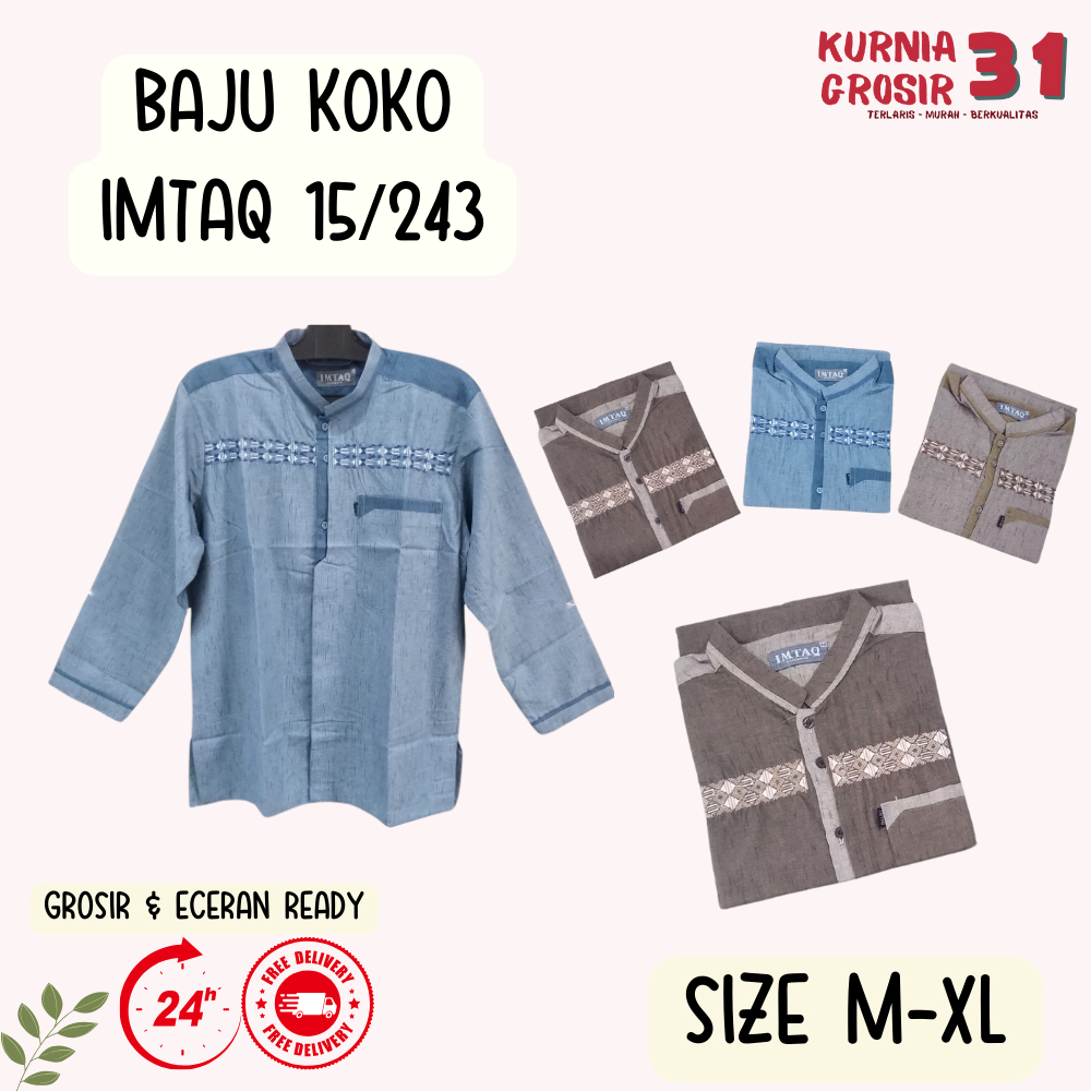 Baju KOKO Lengan Panjang IMTAQ 15-243  06-235 / Baju Koko Pria Dewasa / Baju KOKO Ukuran M-XL