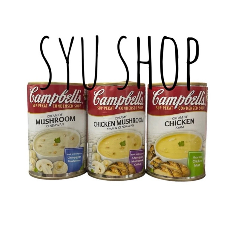 

campbell's campbells cream of chicken noodle mushroom tomato soup 298 gr campbels campbel krim sup