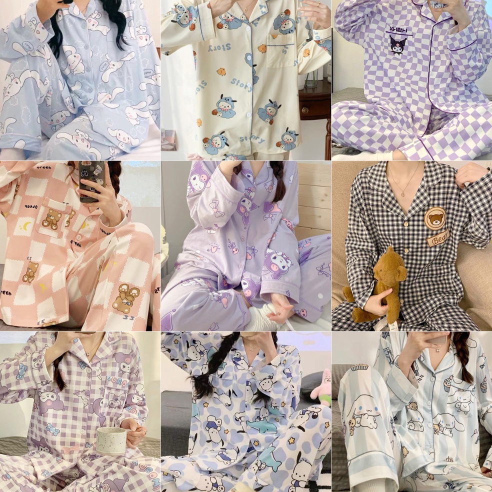 Wow Murah Meriah BAJU TIDUR ANAK PIYAMA REMAJA SET SANRIO CINNAMOROLL KUROMI RILAKKUMA POCHACHO MELO