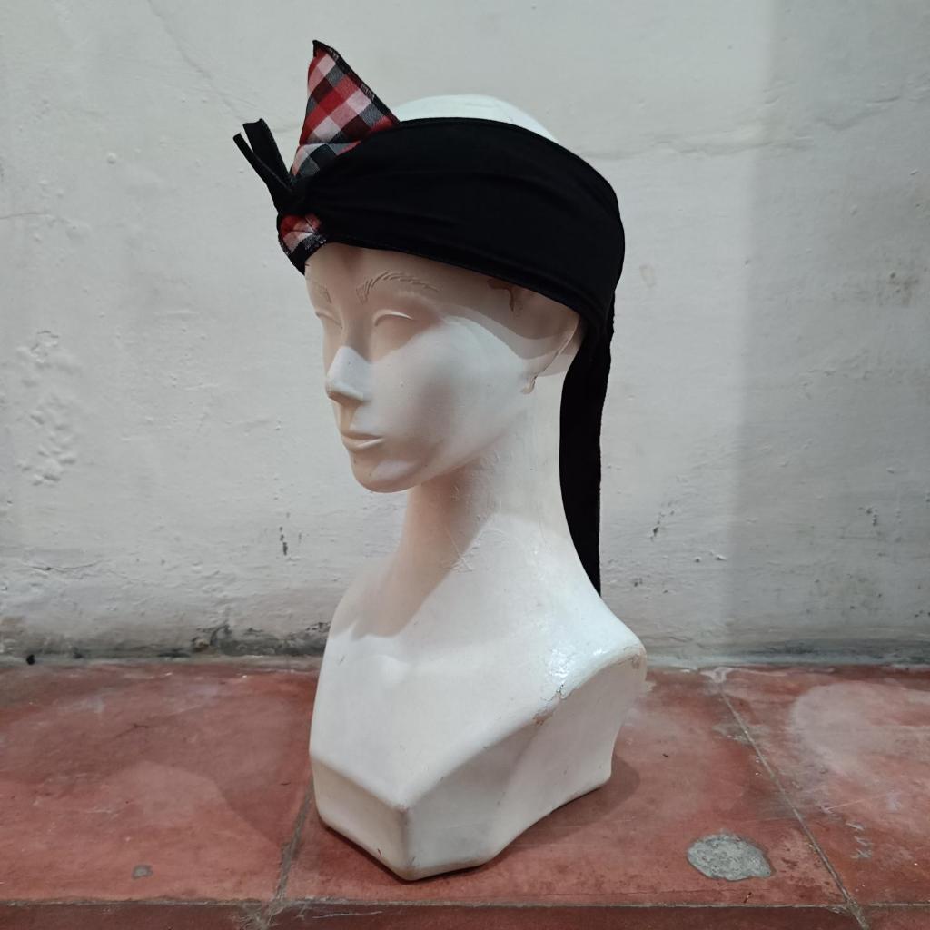 Ikat kepala Headbands batik poleng HITAM MERAH