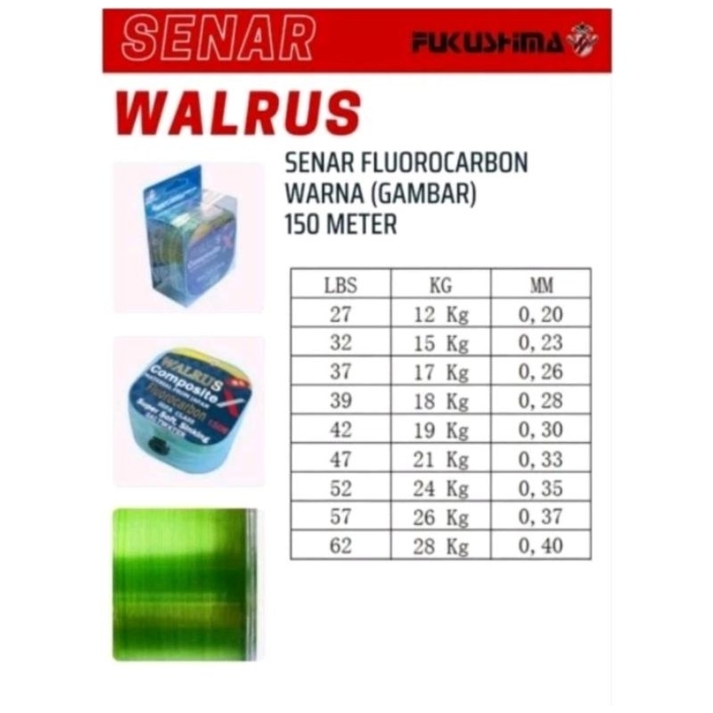 Senar Pancing Fukushima Walrus Fluro Carbon