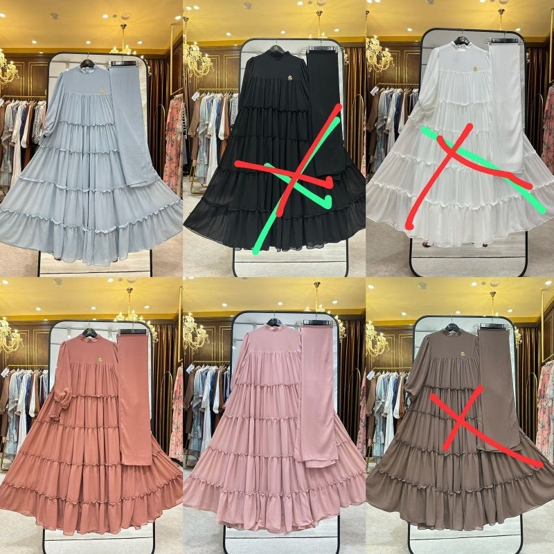 DRESS SUSUN POLOS + HIJAB ORIGINAL SHELLASAUKIA