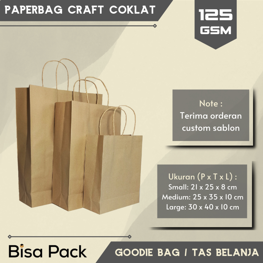 

Paper Bag Coklat Brown Craft Kantong Tas Belanja 125 GSM