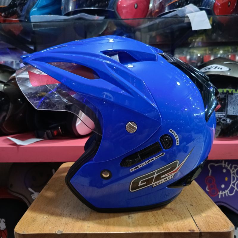 HELM G2 EXTERMINATOR DOUBLE VISOR WARNA BIRU AL || G2 EXTERMINATOR ORIGINAL || HELM HALF FACE DOUBLE