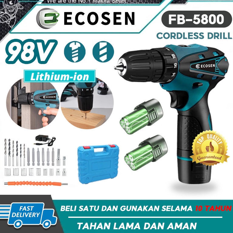 BOOMING ECOSEN Mesin Bor Tangan 98V Bor CasMesin Bor Bor Bor CordlessBor Listrik BorBor Batre