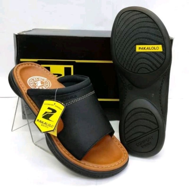 SANDAL KULIT PAKALOLO 0873 - BLACK ORIGINAL 100%