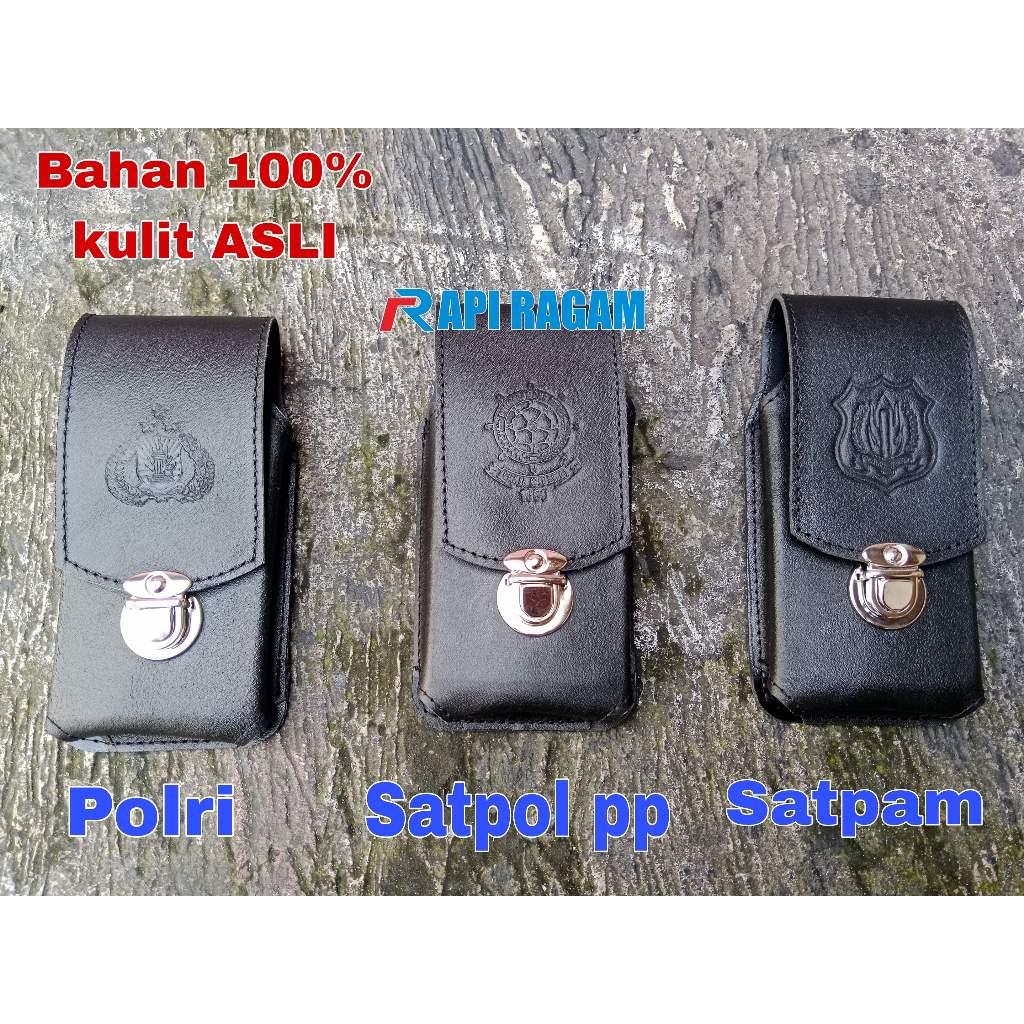 Sarung HP kulit asli tempat hp (polri, satpam, satpol pp)