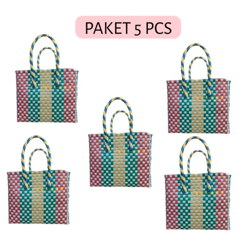 Tas Oblong Anyaman Plastik Kaca,Tas Parcel Cocok Buat Belanja