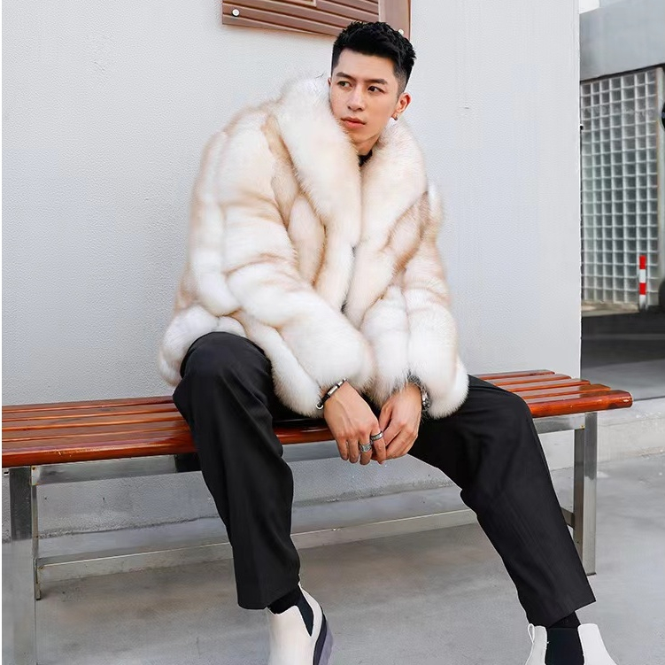 Mantel Bulu Pria Mantel Bulu Rubah Asli Pria