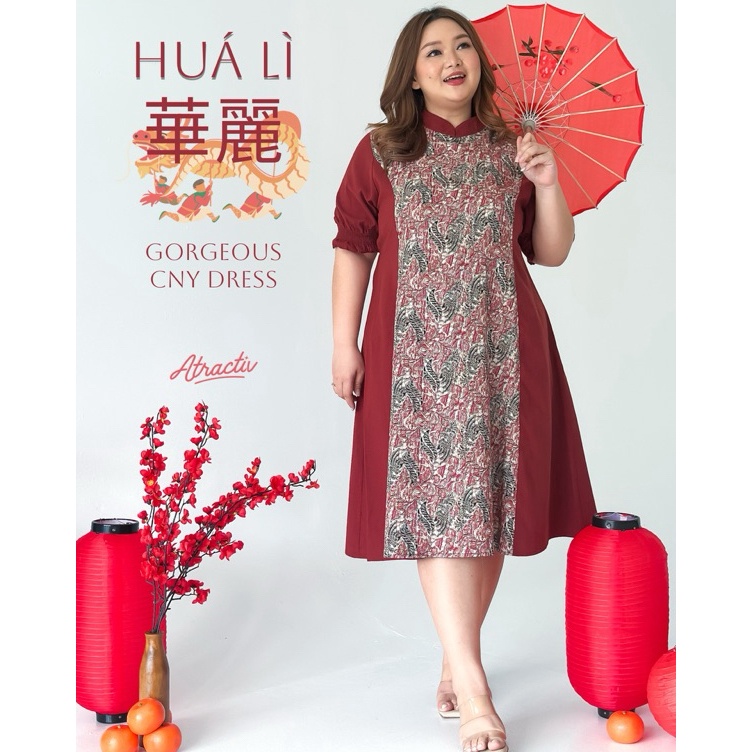 ART P6V ATRACTIV Dress Imlek jumbo LD12 LD13 LD135 LD142 Dress Batik Merah Jumbo Dress Cheongsam Dre