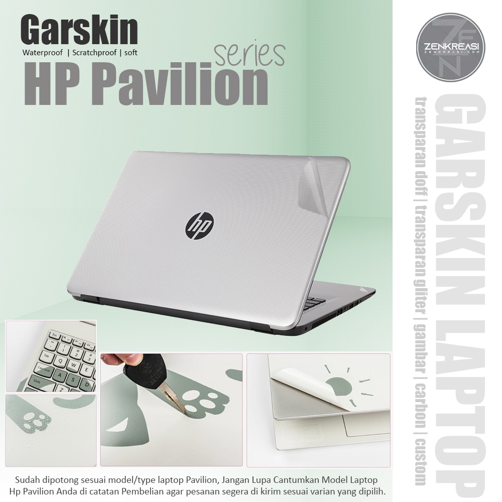 Garskin Laptop Hp Pavilion series | Garskin Laptop FullBody | Skin Laptop Protector | Garskin Transp