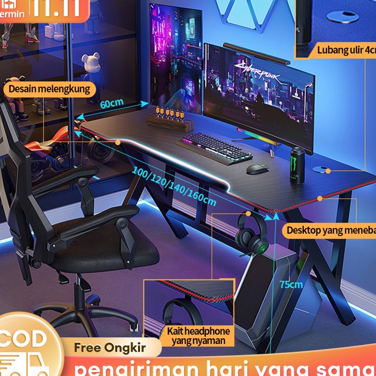 SALE TERBATAS CH Meja Gaming kursi Meja Komputer Besi Meja Kantor Minimalls Meja Kerja Serbaguna Mej