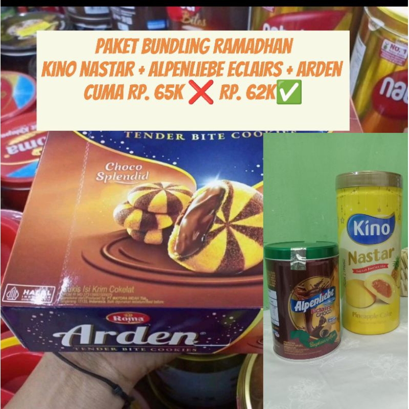 Paket Bundling Ramadhan|kino nastar+alpenliebe+Roma Arden