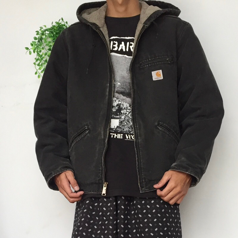 carhartt sierra sandstone active jacket lined sherpa black faded original