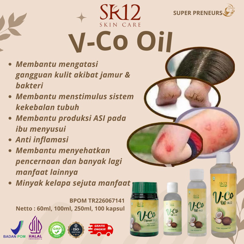 VCO Oil SR12 Minyak Kelapa Murni - Minyak VCO Untuk Kecantikan - Minyak Kletik VICO Virgin Coconut Oil SR12 Herbal Tinggi Asam Laurat Untuk ASI Booster, Imun Booster &amp; Daya Tahan Tubuh - Minyak Klentik Perawatan Rambut dan Kulit Pecah Pecah - VCO Kucing
