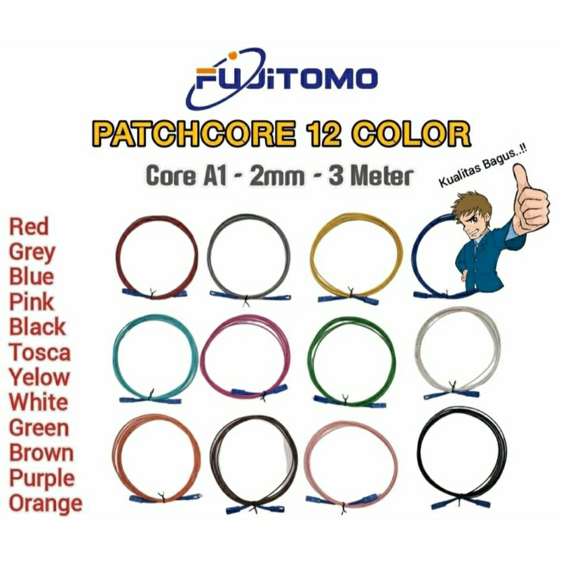 Patchcore Fiber Optic FUJITOMO 2mm Color / Patchcore Warna 2.0mm