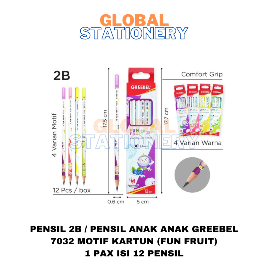 

Pensil Graphite Pensil 2B Pencil GREEBEL 7032 CULTURE Motif Kartun Anak Anak isi 12