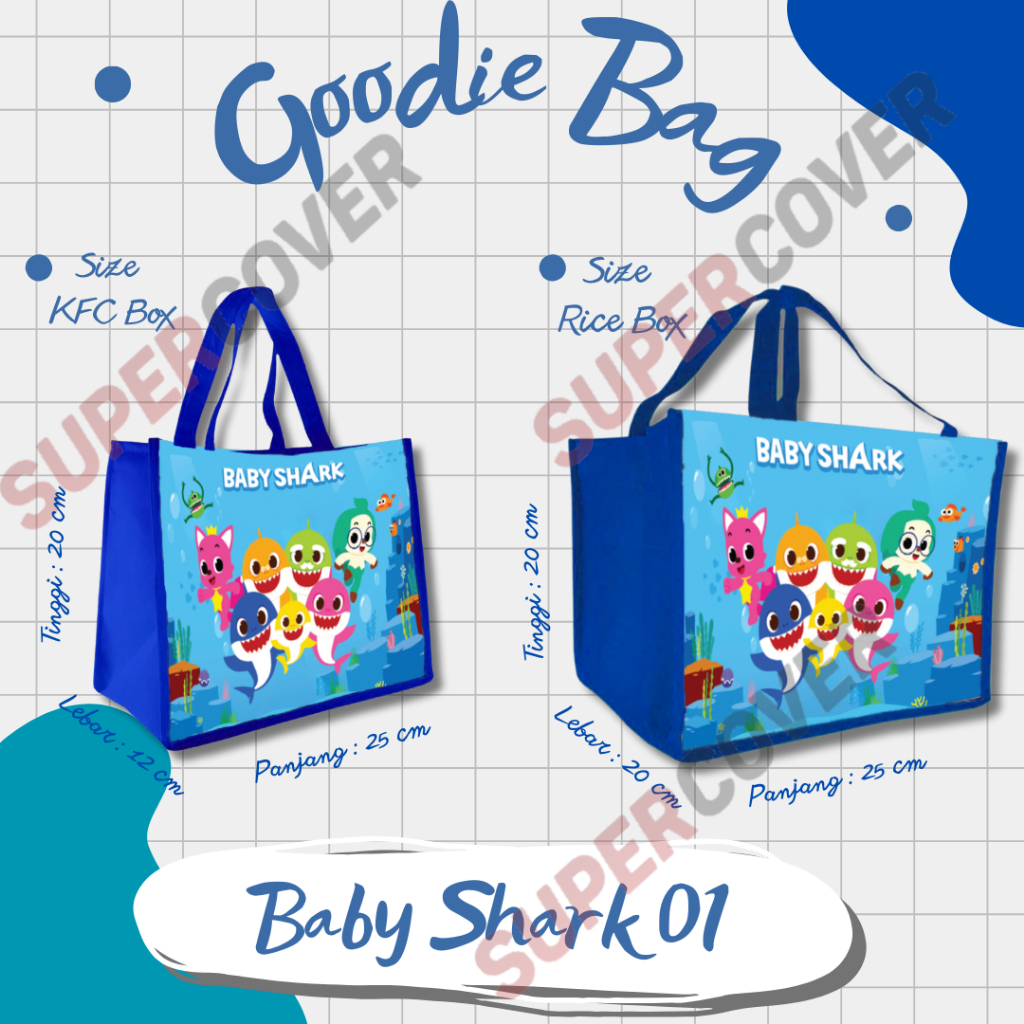 

Goodie Bag Gambar Kartun Baby Shark 01 Warna Biru Tua Untuk Acara Ulang Tahun, Aqiqah, Sunatan Dan Lain lain.