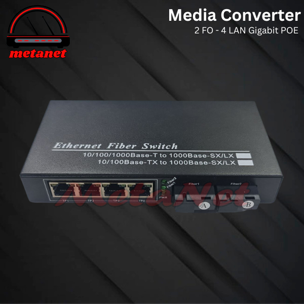 Media Converter 2 Port FO 4 Port Gigabit LAN POE / 2 FO 4 Gigabit POE