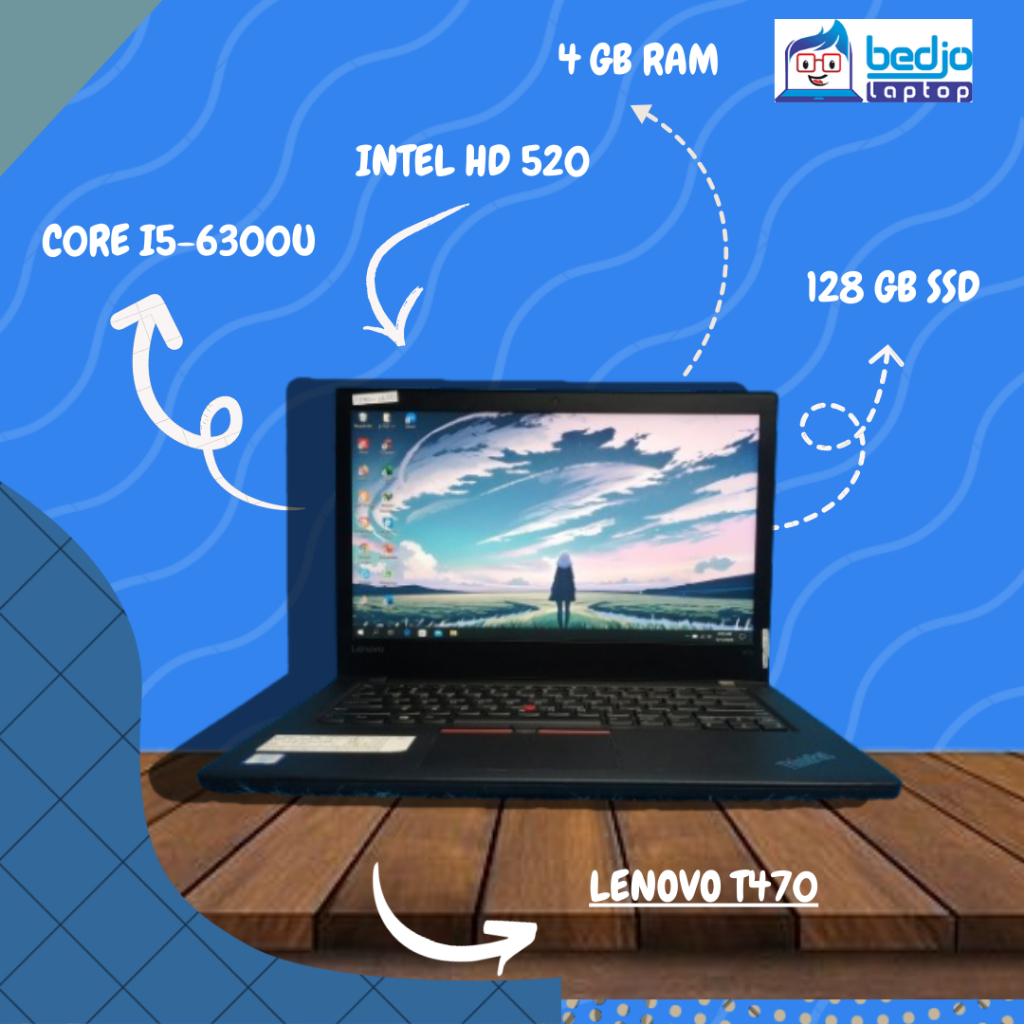 TERKEREN, LENOVO T470, C0RE I5-6300U, KD BRG 6907, Laptop Bekas