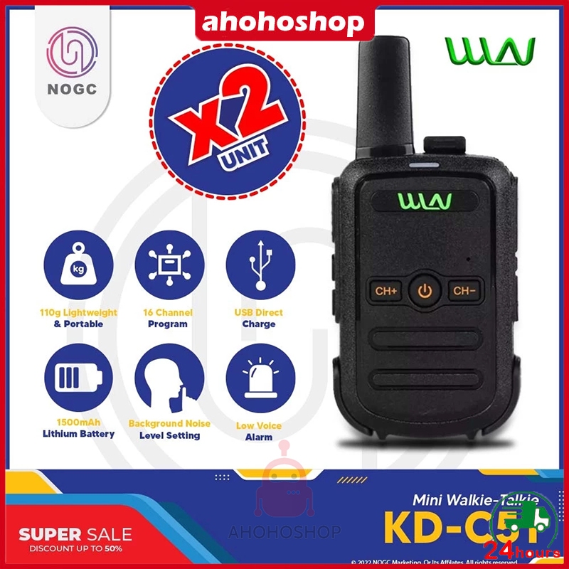 【COD】HT Walkie Talkie 2 Unit HT WLN UHF TwoWay WLN KD-C51 Handy Talky Mini Walkie Talkie jarak jauh 