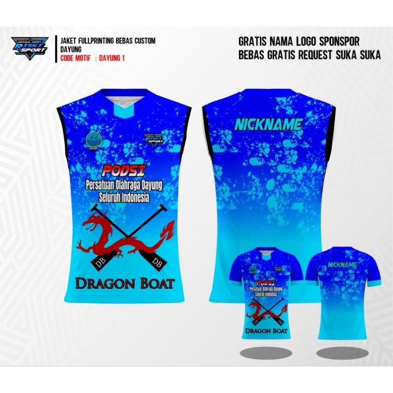 Jersey kaos olahraga dayung mendayung dragon boat  fullprinting bebas request suka suka dayung1