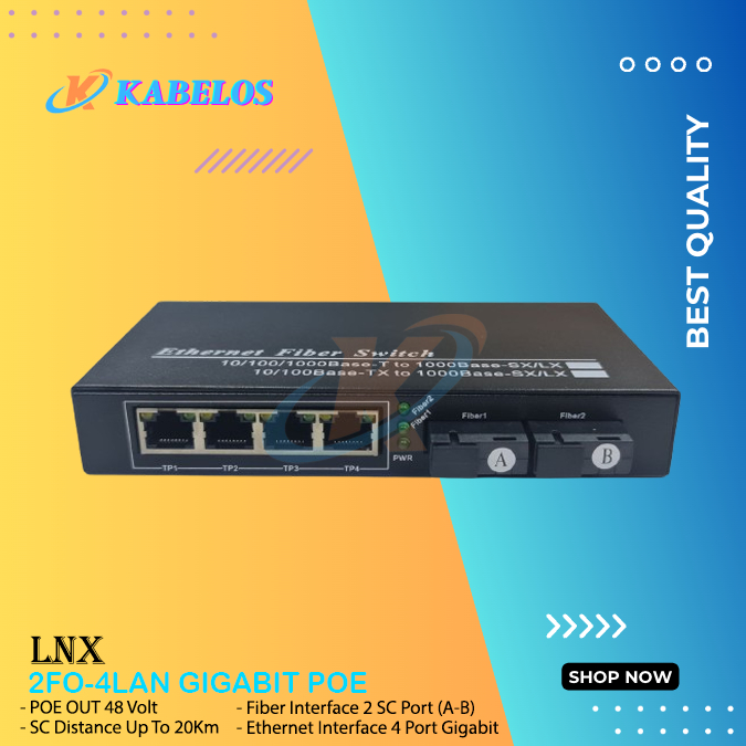 Media Converter 2 Port FO 4 Port POE Gigabit LAN/ 2 FO 4 POE Gigabit