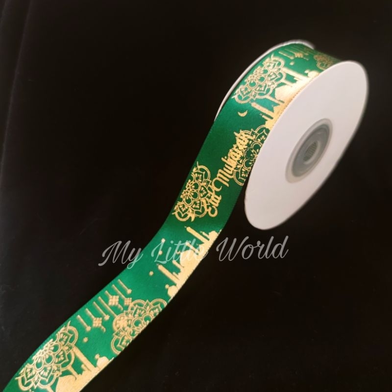 

[1 Roll] Pita Satin Idul Fitri Premium Grafir Emas 20 Yard Lebar 1 Inchi 2.5 cm Pita Hampers Lebaran Eid Mubarak