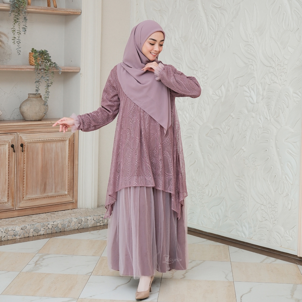Zayra Hijab | Gamis Dewasa Kalila Family Set-Rosewood