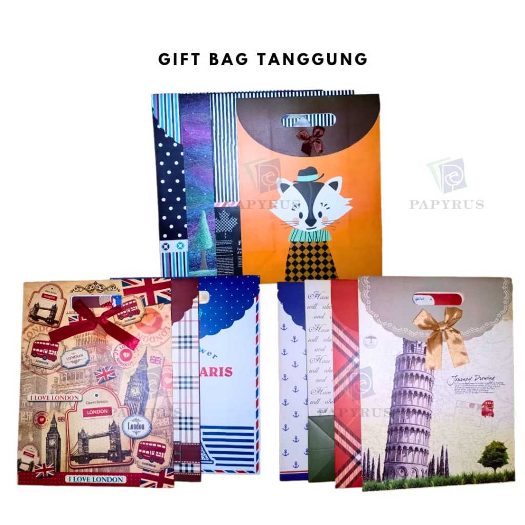 

PAPER BAG MOTIF / HAMPERS BAG / GOODIE BAG / SOUVENIR BAG / TAS KADO MOTIF / GIFT BAG TANGGUNG 31.8 CM X 23.7 CM X 10 CM