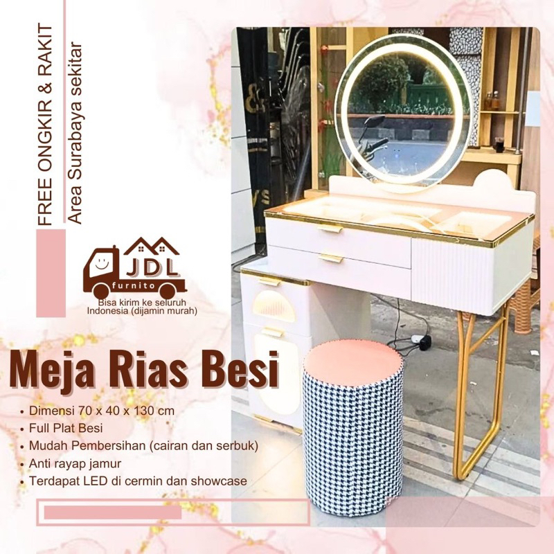 Meja Rias Besi Cermin LED besi