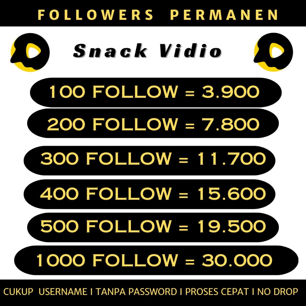[PROMO TERMURAH] Pengikut Followers Likee SNACK VIDEO follow folls foll
