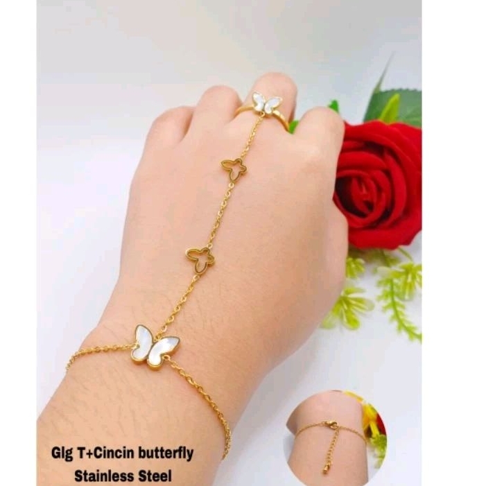 SET GELANG CINCIN TITANIUM
